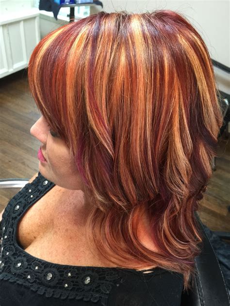 red hair copper and plum highlights hair by cameron amthor lift salon in … red blonde hair