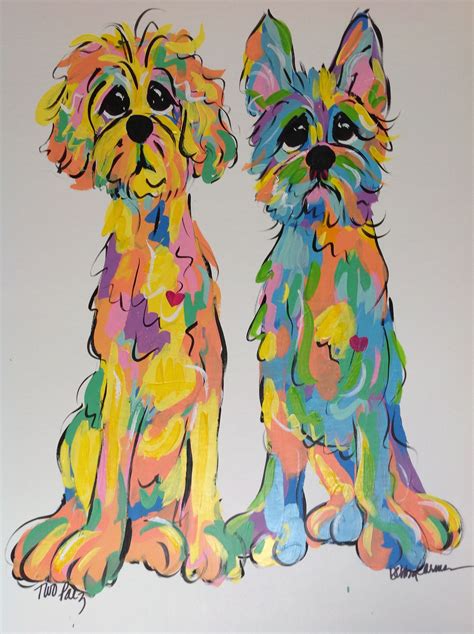 Willoughby And Wannabee Original Dog Painting By Artist Debby Carman