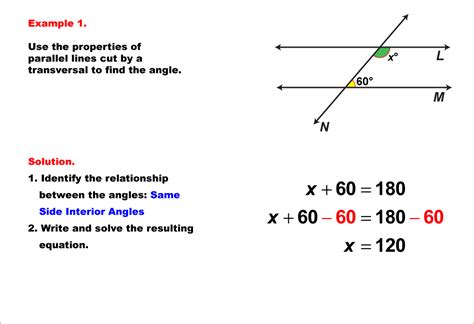 Math Example Equations With Angles From Parallel Lines Cut By A