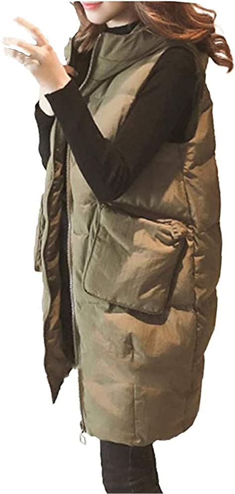 Women's Gilet Hooded Jacket Plus Size Longline Quilted Zip Up Vest