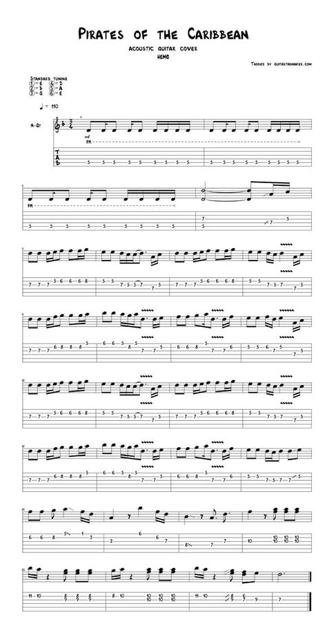 He is a pirate (theme song). Pirates of the Caribbean theme acoustic guitar tab - pdf - guitar sheet music - acoustic guitar ...