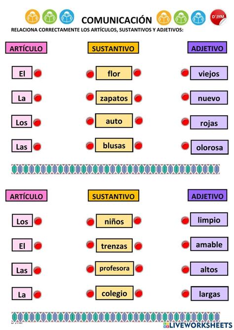 Ejercicio Interactivo De Concordancia Entre Sustantivos Y Adjetivos