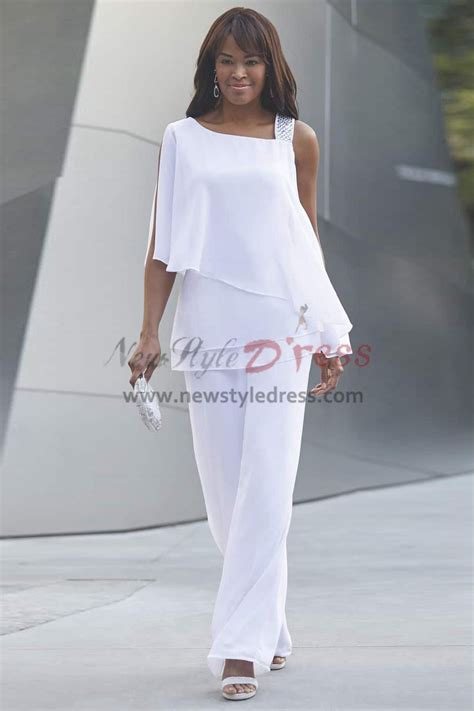 Withe Beach Wedding Trouser Set Mother Chiffon Pant Suit For Special Occasion Nmo 445 Chiffon