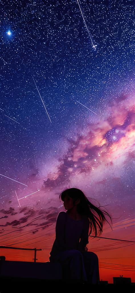 1242x2688 Girl Under The Starry Sky Iphone Xs Max Hd 4k Wallpapers