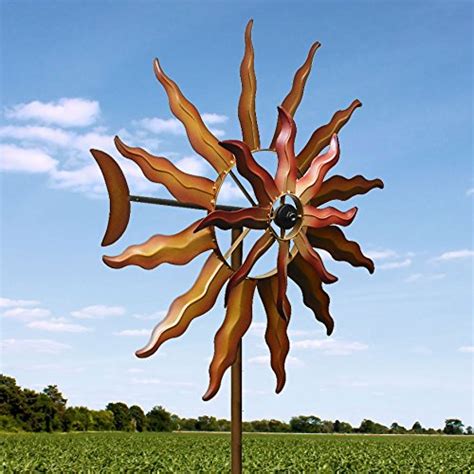 Kinetic Windmill Dual Spinners Sun Sculpture Green Lawn And Garden