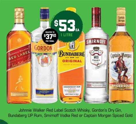 Johnnie Walker Red Label Scotch Whisky Gordon S Dry Gin Bundaberg Up