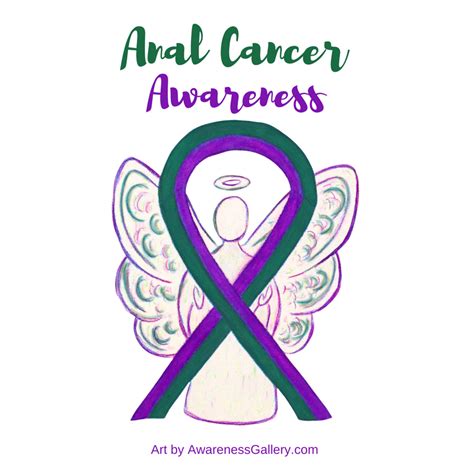 Purple And Green Anal Cancer Awareness Ribbon Art And
