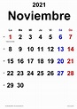 Calendario noviembre 2021 en Word, Excel y PDF - Calendarpedia