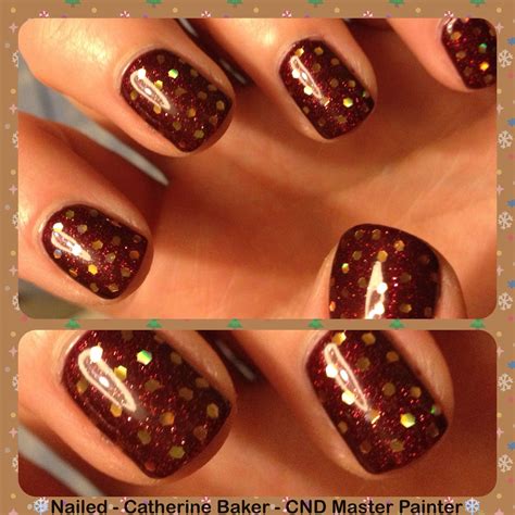 🎄cnd Shellac Dark Lava Layered With Ruby Ritz And Individually Placed