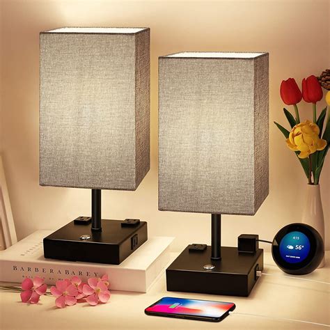 Set Of 2 Table Lamps With Usb Ports 3 Way Dimmable Farmhouse Touch