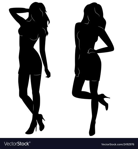 Sexy Woman Silhouettes In Short Dresses Royalty Free Vector