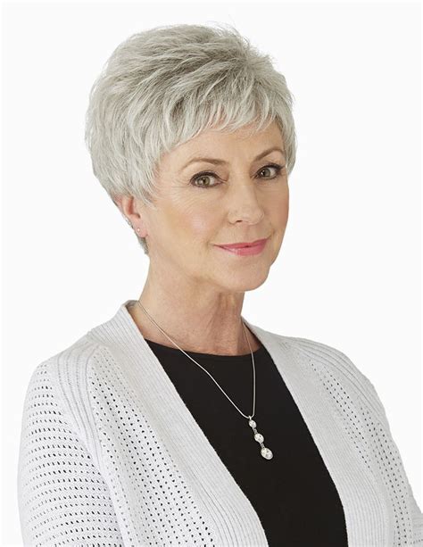 Cute Short Pixie Grey Hair Wig For Older Ladies