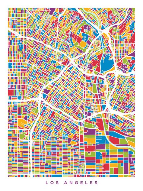 Los Angeles City Street Map Papier Peint Panoramique Sur Mesure