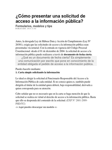 Cómo Presentar Una Solicitud De Acceso A La Información Pública