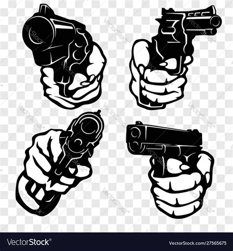 Hands With Guns Set Isolated Royalty Free Vector Image