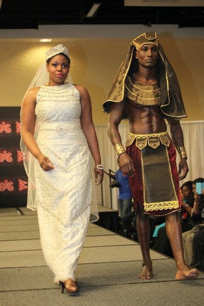 Queen Tiye Wedding Dress By Tekay Designs She Is Escorted By The Model Egyptian Pharoah King