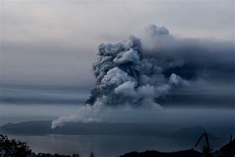 Crater of the taal volcano, pictured in january 2020. Major Taal eruption still possible as volcanic quakes ...