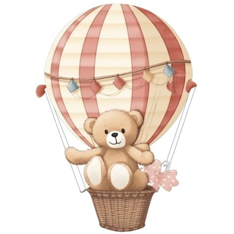 Un oso de peluche en un globo aerostático Foto Premium