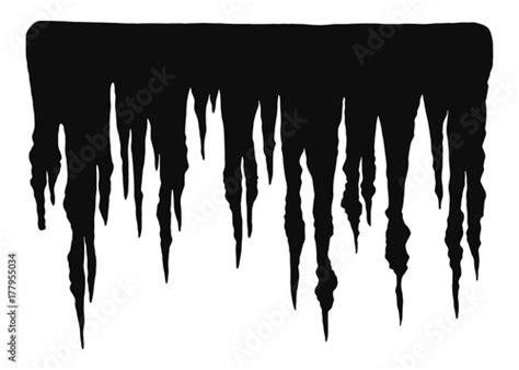 Stalactites Cave In Isolation Cartoon Vector Black Silhouettes Stock