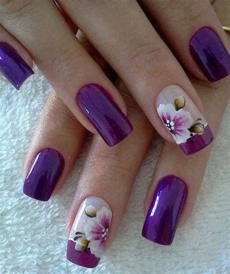 45 Pretty Flower Nail Designs For Creative Juice Purple Nail Art