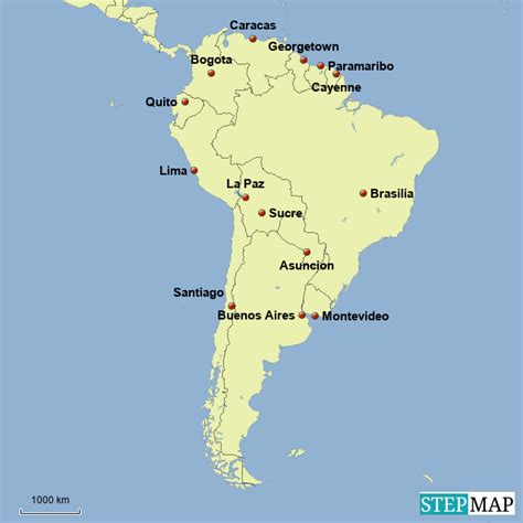 Stepmap South America Capitals Landkarte Für Germany