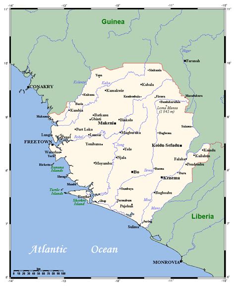 Sierra Leone Karte Städte