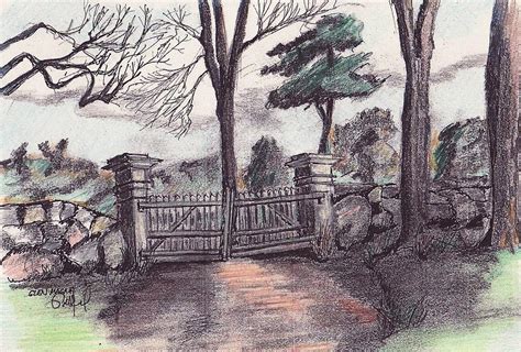 Garden Gateway Glen Magna Drawing By Paul Meinerth