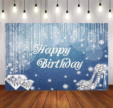 Denim Diamonds Birthday Backdrop Glitter Shiny Crystal Shoes Birthday Party Decoration Womens