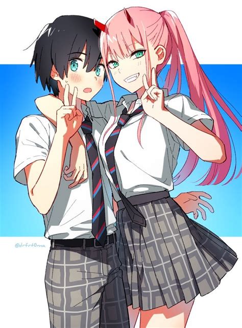 Zero Two And Hiro In High School Rdarlinginthefranxx