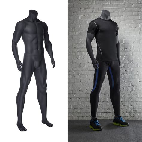 Sports Headless Male Mannequin Standing Pose Matte Grey Mannequin
