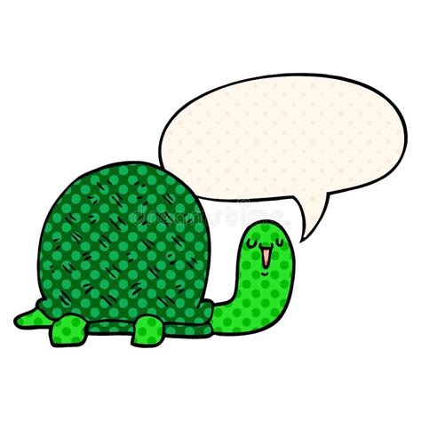 A Creative Cute Cartoon Turtle And Speech Bubble In Comic Book Style