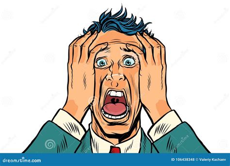 Frightened Man Two Hands On The Head Stock Vector Illustration Of