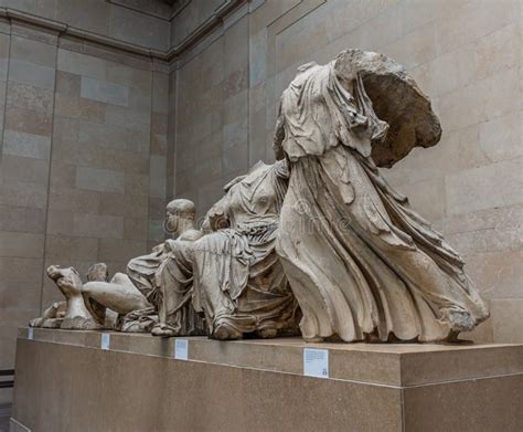 Greek Parthenon Pediment Sculptures 440 Bc In British Museum Editorial