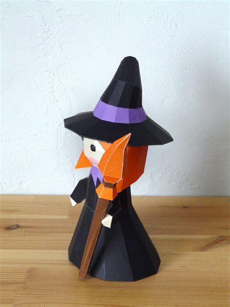 3d Papercraft Little Witch Diy Templates Including Etsy Little