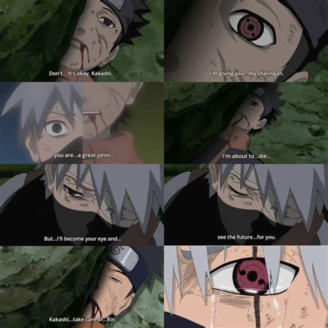 Obitos T To Kakashi Before He Died 😣 Kakashi Face Naruto