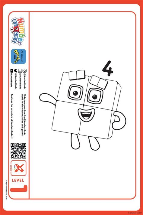 Numberblocks Colouring Pictures Numberblock 4 Activities Number Fun