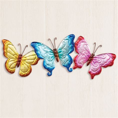 Hand Painted Colorful Butterfly Metal Wall Art Collections Etc