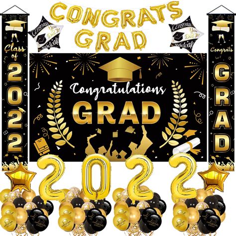 Buy Graduation Decorations 2022 Black And Gold Class Of 2022