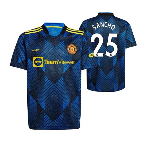 Jadon Sancho Jersey Manchester United Third Blue 2021 22 Authentic Patch