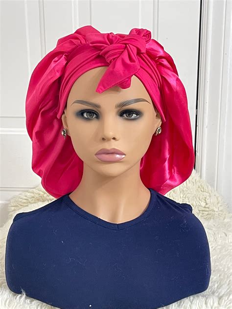 Xl Satin Hair Bonnet With Adjustable Stretch Ties For Natural Etsy