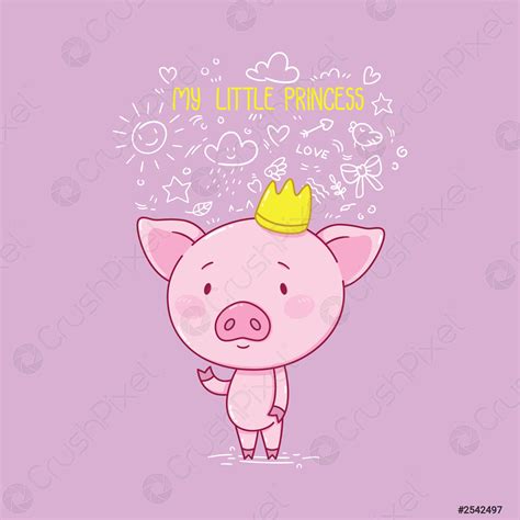 My Little Princess Cute Piggy In Crown Stock Vector 2542497 Crushpixel
