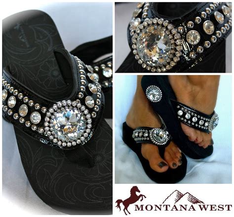 montana west new style western bling flip flop wedge jeweled black all sizes ebay bling flip