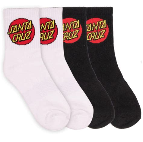 Santa Cruz Classic Dot 4 Pack Quarter Crew Socks Size 6 10 Clothing