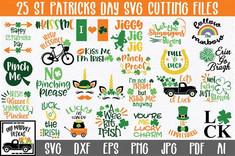 St Patricks Day Svg Bundle With 25 Svg Cut Files Dxf Eps Png