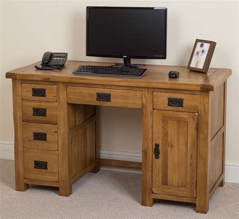 Rustic Solid Oak Computer Desk Large Computer Desk Home Office Desks