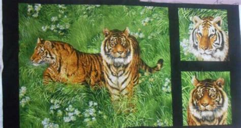 Tiger Fabric Panel Designed For Exclusively Quilters Measures 44 X 23