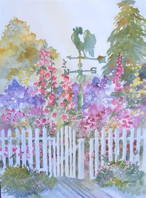 Summer Garden By Mjmilbrandt Watercolor Weathervane Garden Rooster