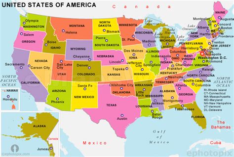 Usa State Color Map Usa State Map States And Capitals Usa Map