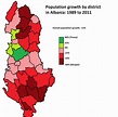 Population growth by district in Albania: 1989-2011 : r/albania