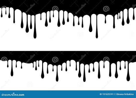 Dripping Liquid Design Elements Isolated Borders With Ink Or Paint